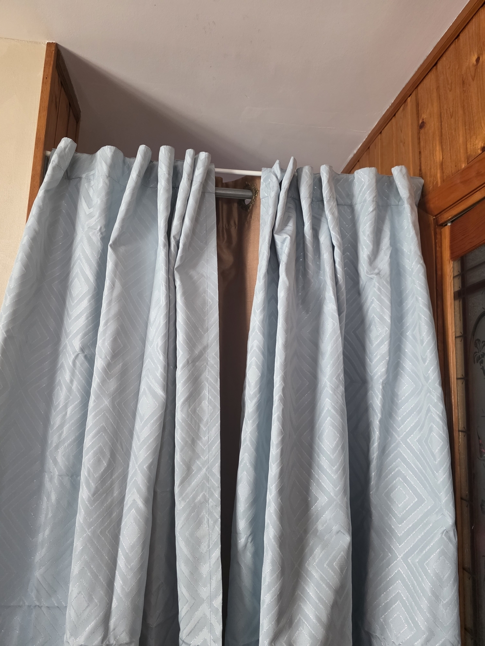 Light Blue Geometric Blackout Curtains - Unbranded